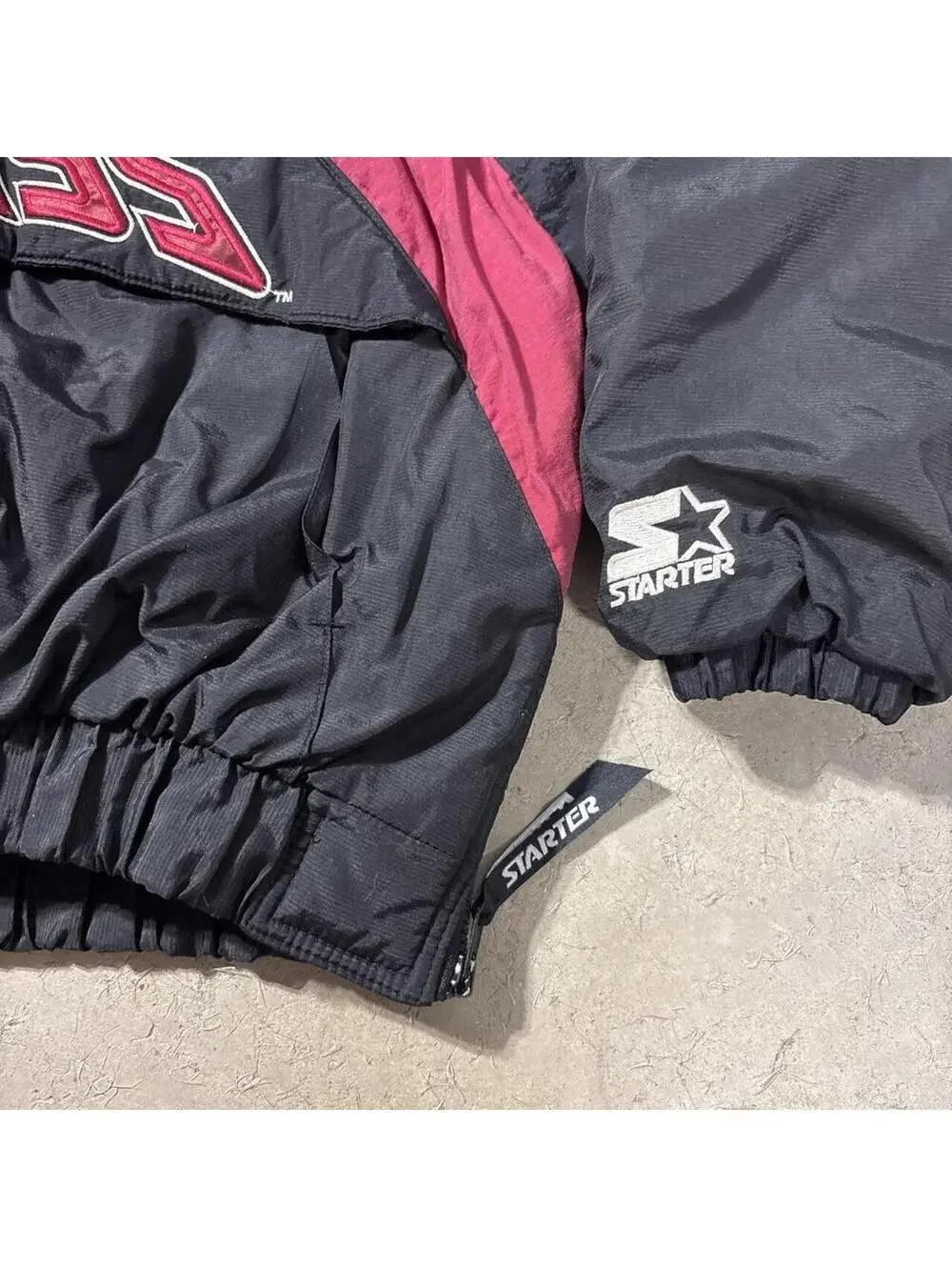 Vintage 90s UMass Minutemen Starter Pullover Jacket Black Red Large NCAA